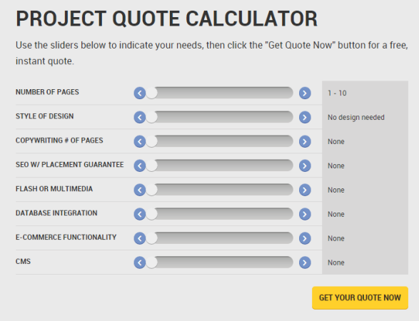 calculation quotes per project