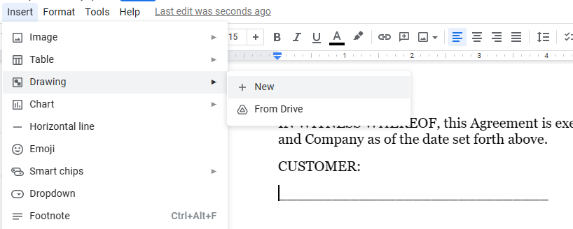 New signature in Google Docs