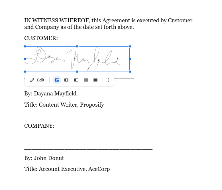 Adding electronic signature to document