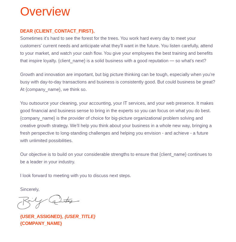 Image of a business plan cover letter template