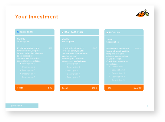 Service proposal template pricing